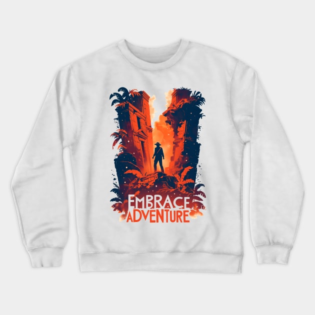 Embrace Adventure - Temple in the Jungle - Indy Crewneck Sweatshirt by Fenay-Designs